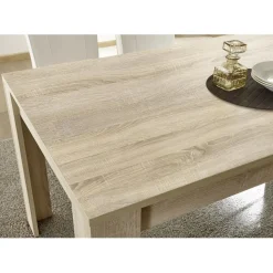 Table extensible 140cm RUSTICA décor chêne samoa avec rallonge