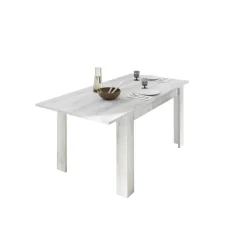 Table extensible 137cm URBINO blanc laqué et décor chene