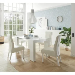 Table extensible Console Blanc laqué brillant