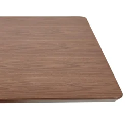 Table haute design en bois finition Noyer avec pied en métal noir