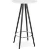 Table haute, Mange-debout rond 'GALA' en bois blanc et pieds noirs