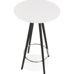 Table haute, Mange-debout rond 'GALA' en bois blanc et pieds noirs
