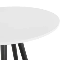 Table haute, Mange-debout rond 'GALA' en bois blanc et pieds noirs