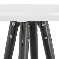 Table haute, Mange-debout rond 'GALA' en bois blanc et pieds noirs