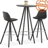 Table haute ou Mange-debout rond 'GALA' design en bois noir