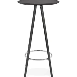 Table haute ou Mange-debout rond 'GALA' design en bois noir
