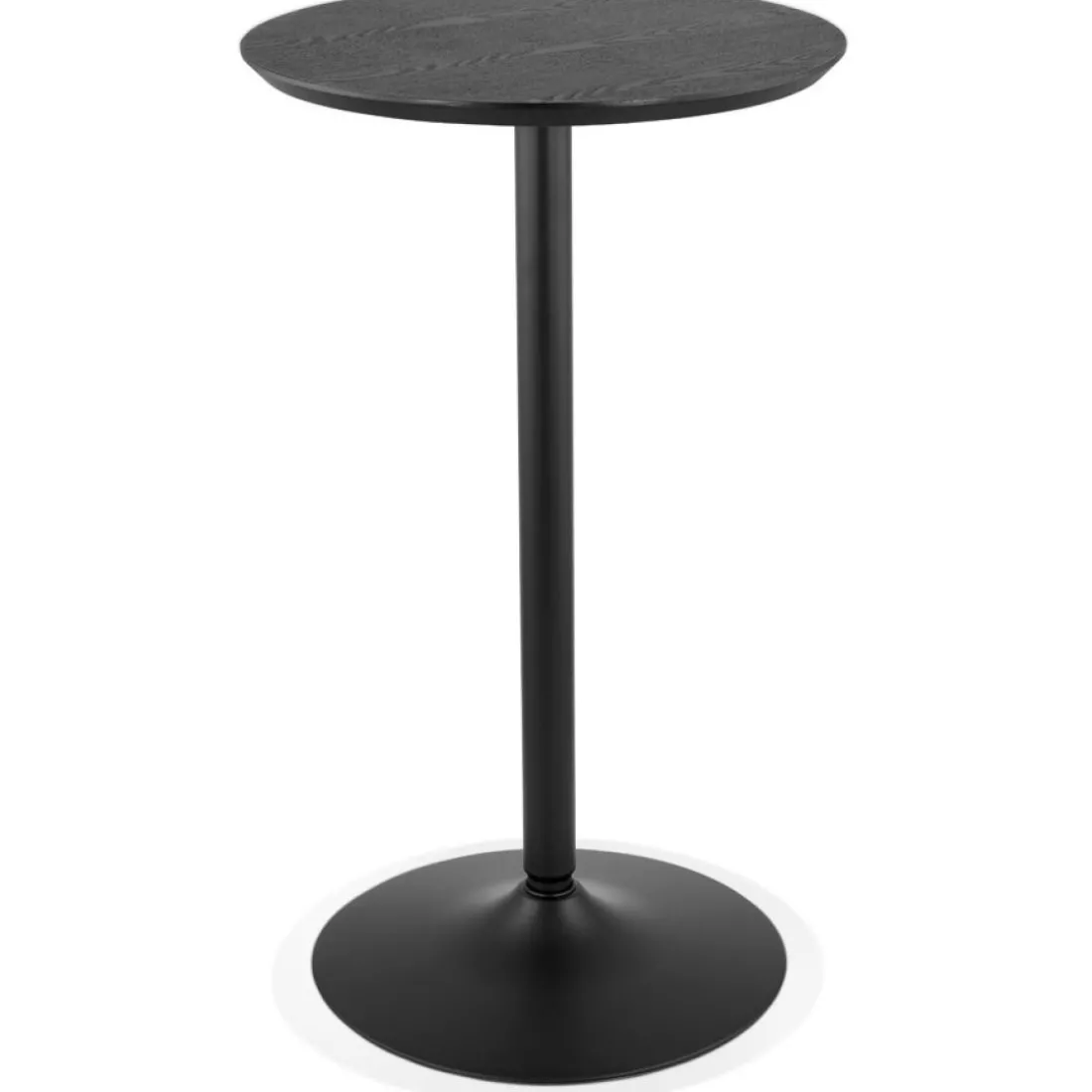 Table haute ronde 'TAMAGO' en bois et métal noir