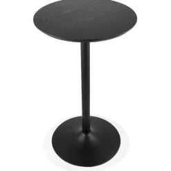 Table haute ronde 'TAMAGO' en bois et métal noir