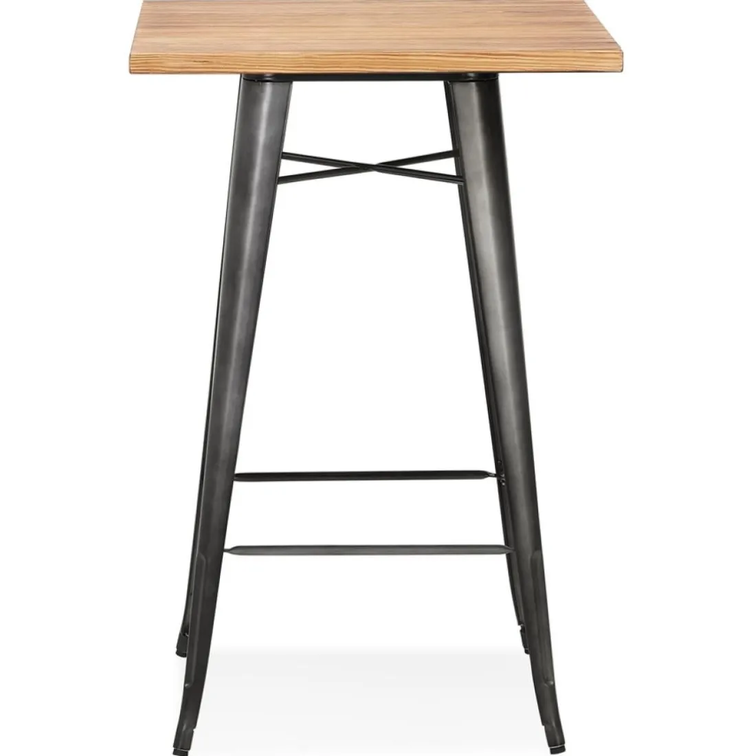 Table haute style industriel 'GRAMY' en bois foncé et pieds en métal gris