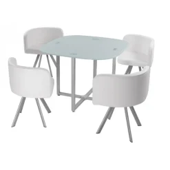 Table Repas avec 4 Chaises Blanche ELVIS