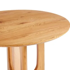Table ronde avec cannage Bohemia Chêne clair et Rotin