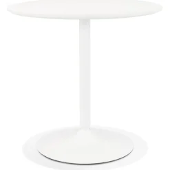 Table ronde design 'CHIVA' en bois et métal blanc