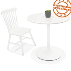 Table ronde design 'CHIVA' en bois et métal blanc