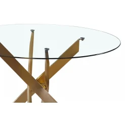 Table ronde en verre pieds Or NELLY