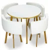 Table Ronde Et Chaises RIGA Blanc Et Simili Blanc