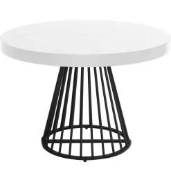 Table Ronde Extensible GRIVERY Blanc Pieds Noir