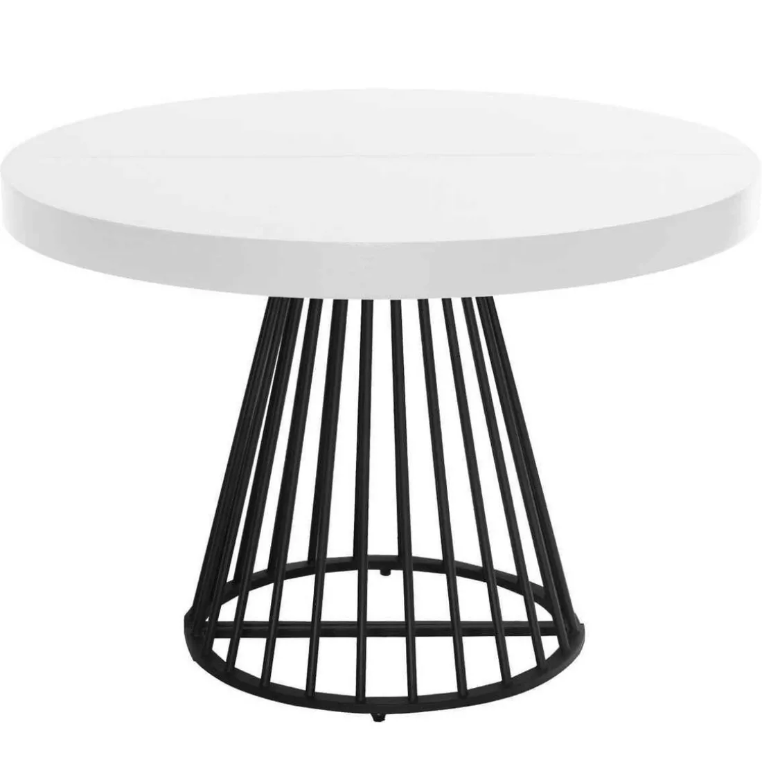 Table Ronde Extensible GRIVERY Blanc Pieds Noir