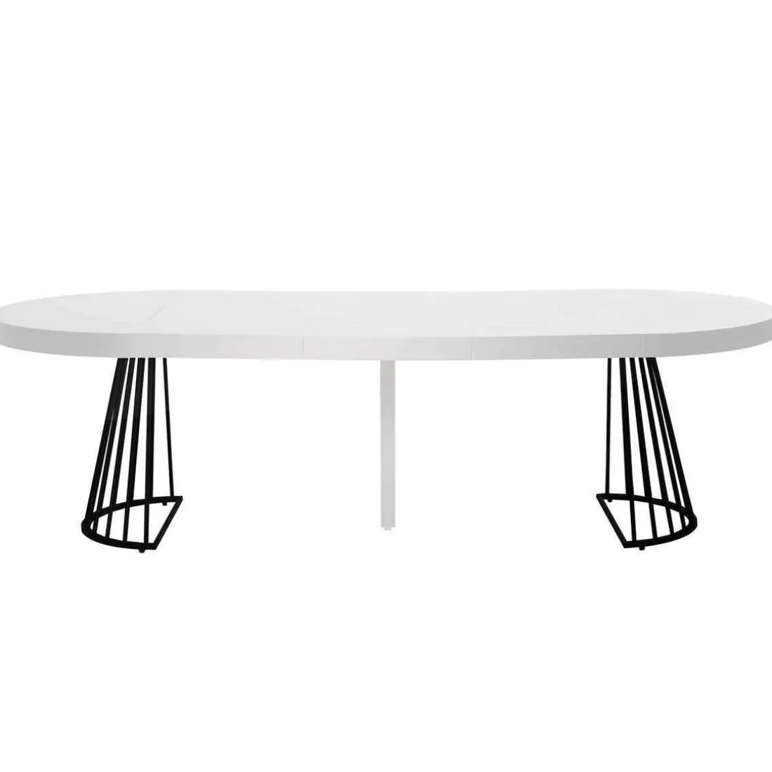 Table Ronde Extensible GRIVERY Blanc Pieds Noir