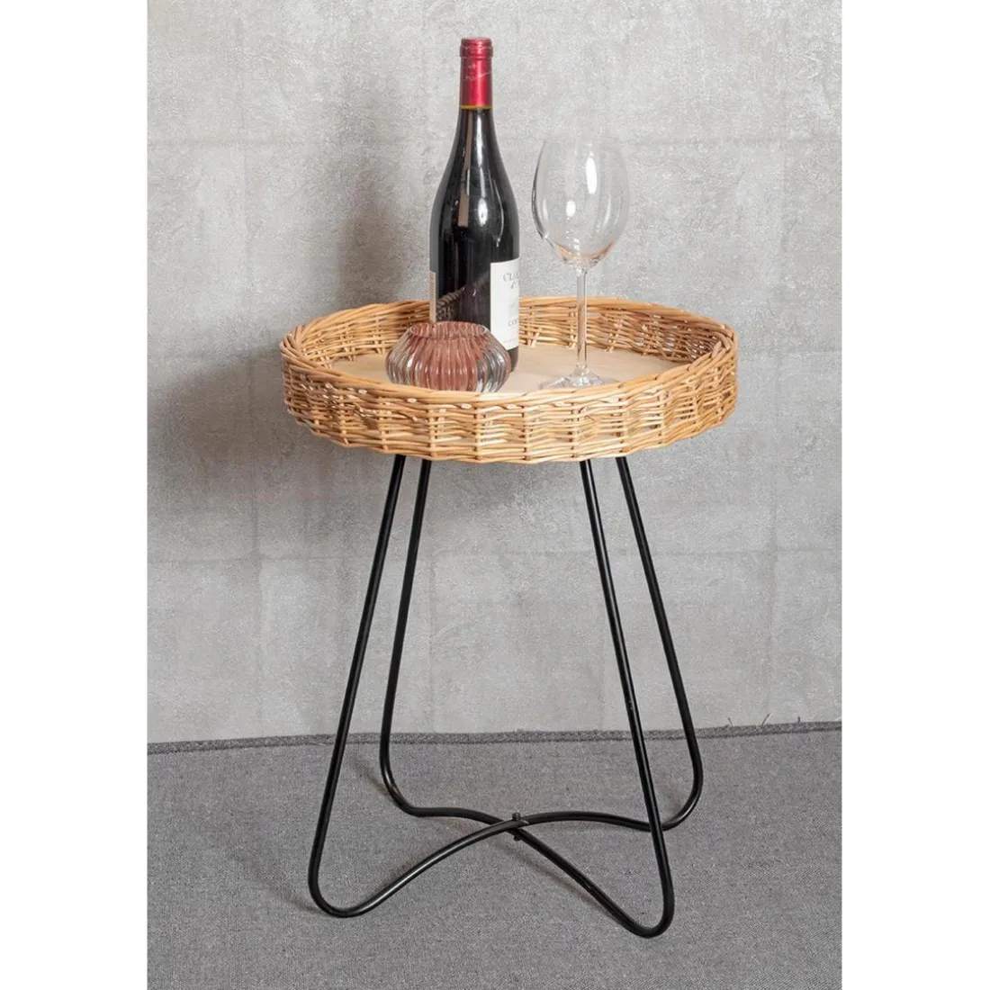 Tablea d'appoint ronde marron et noir