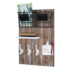 Tableau à clés et pense-bête marron en bois