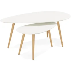 Tables gigognes design 'TETRYS' blanches