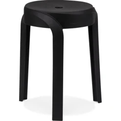 Tabouret bas empilable 'POMPA' en matière plastique noir
