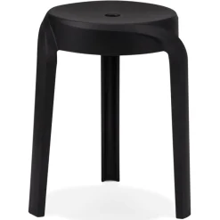 Tabouret bas empilable 'POMPA' en matière plastique noir