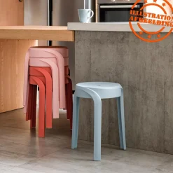 Tabouret bas empilable 'POMPA' en matière plastique noir
