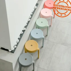 Tabouret bas empilable 'POMPA' en matière plastique noir