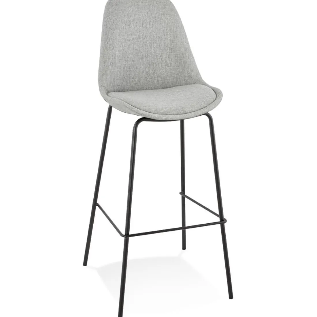 Tabouret de bar 'ALOE' en tissu gris avec pied en métal