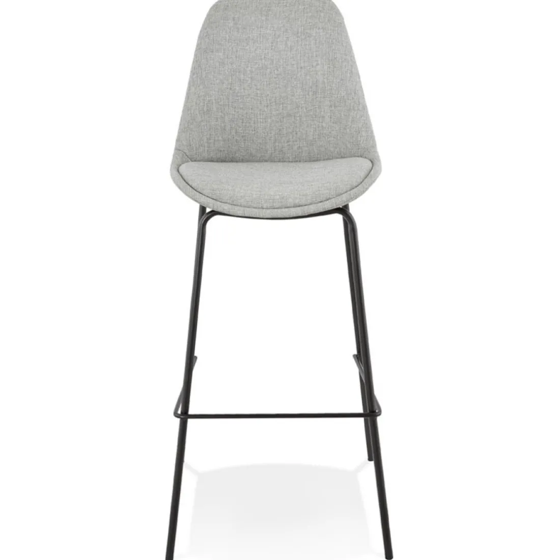 Tabouret de bar 'ALOE' en tissu gris avec pied en métal