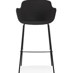 Tabouret de bar avec accoudoirs 'FORTI' en tissu noir