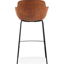 Tabouret de bar avec accoudoirs 'CALVIN' en microfibre brune