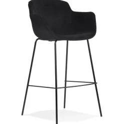 Tabouret de bar avec accoudoirs 'LARISSA' en velours noir