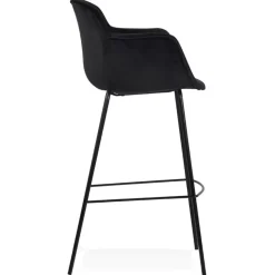 Tabouret de bar avec accoudoirs 'LARISSA' en velours noir