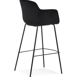 Tabouret de bar avec accoudoirs 'LARISSA' en velours noir