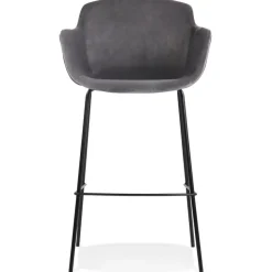 Tabouret de bar avec accoudoirs 'LARISSA' en velours gris