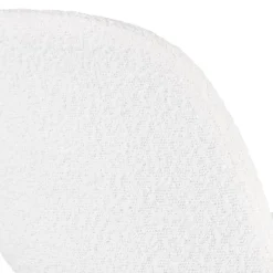 Tabouret de bar 'CLARISSE' en tissu bouloché blanc et 4 pieds en bois noir