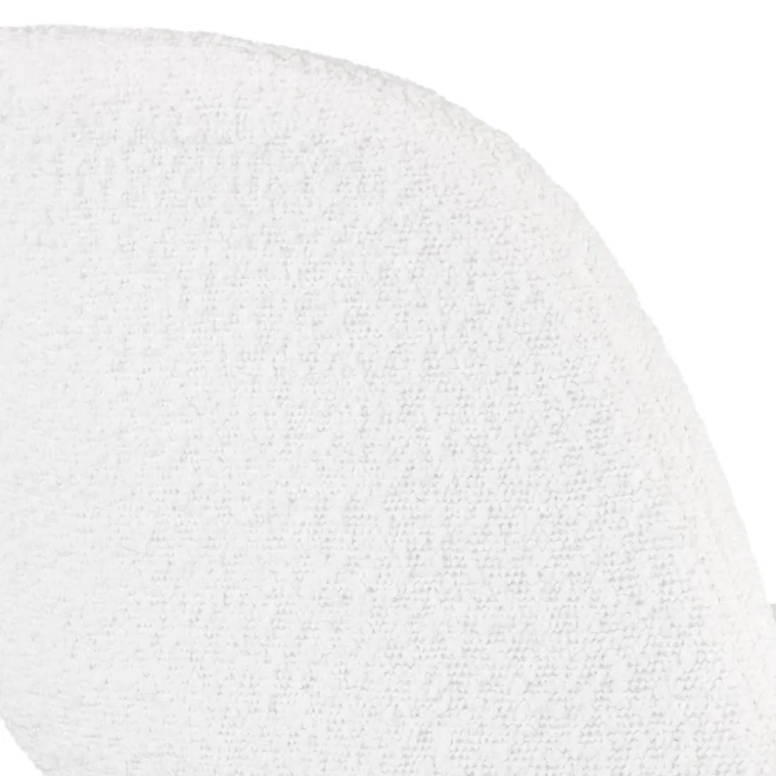 Tabouret de bar 'CLARISSE' en tissu bouloché blanc et 4 pieds en bois noir