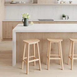 Tabouret de bar design 'DUMAS' en bois finition naturelle