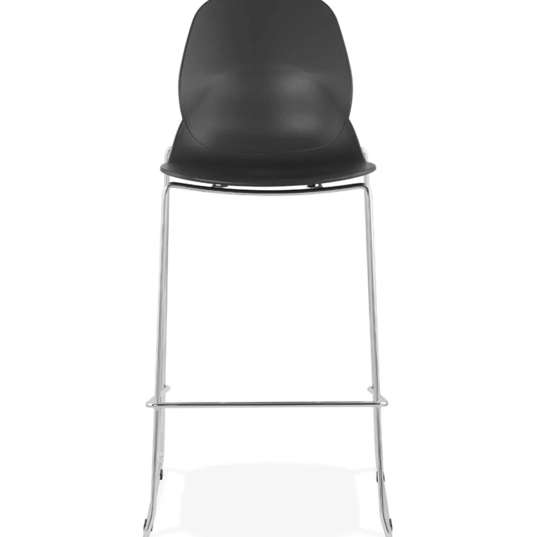 Tabouret de bar design empilable 'BERLIN' noir avec pied en métal chromé