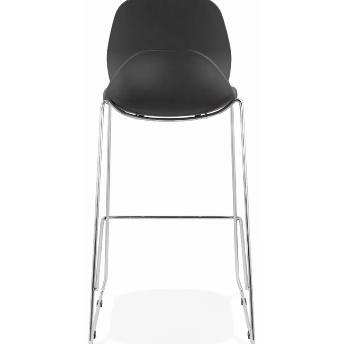 Tabouret de bar design empilable 'BERLIN' noir avec pied en métal chromé