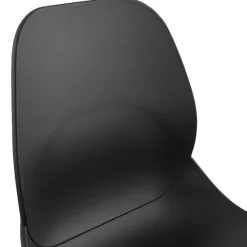 Tabouret de bar design empilable 'BERLIN' noir avec pied en métal chromé