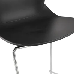 Tabouret de bar design empilable 'BERLIN' noir avec pied en métal chromé