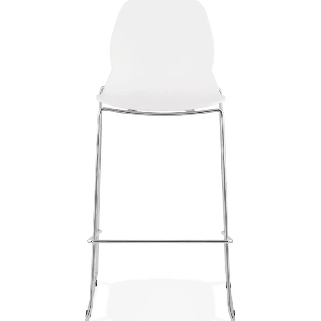 Tabouret de bar design empilable 'BERLIN' blanc avec pied en métal chromé