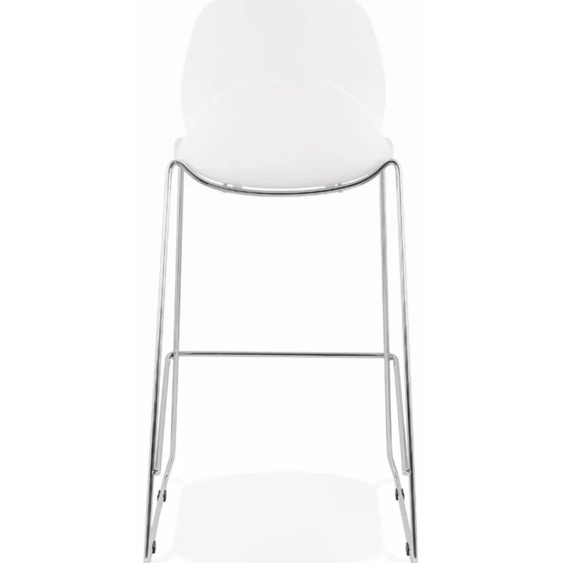Tabouret de bar design empilable 'BERLIN' blanc avec pied en métal chromé