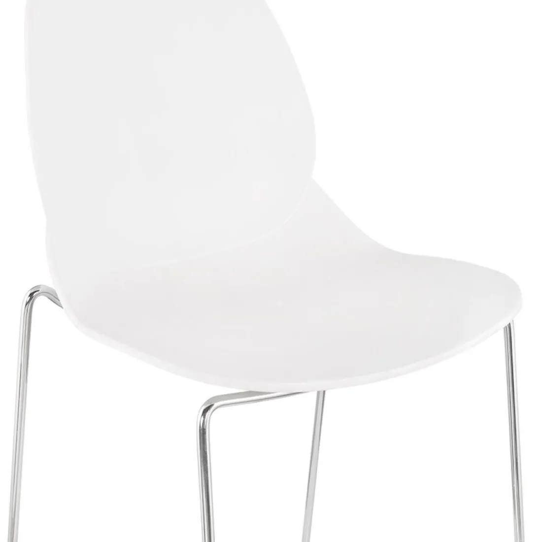 Tabouret de bar design empilable 'BERLIN' blanc avec pied en métal chromé