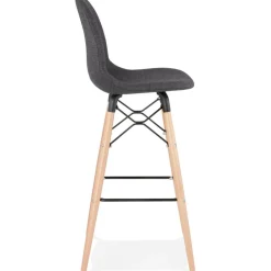 Tabouret de bar design 'GALACTIK' en tissu gris foncé style scandinave