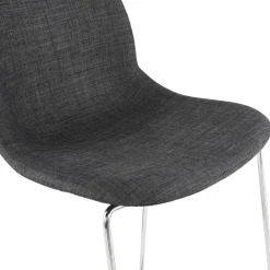 Tabouret de bar empilable 'FAKIR' en tissu gris foncé et pied en métal chromé