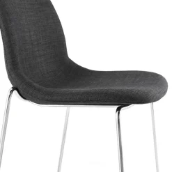 Tabouret de bar empilable 'FAKIR' en tissu gris foncé et pied en métal chromé